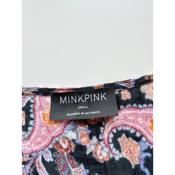 MINKPINK Celestia Floral Paisley Plisse Pleated Boho Peasant Midi Dress, Size S - Picture 13 of 15